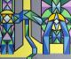 A Geometric Encounter - Hilde van der Linden - Acryl auf Leinwand - Portrait - PopArt A Geometric Encounter - Hilde van der Linden - Acryl auf Leinwand - Portrait - PopArt