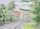 Sonnige StraÃe in Detmold - Elke Grund - Aquarell auf Papier - Landschaft - Klassisch Sonnige StraÃe in Detmold - Elke Grund - Aquarell auf Papier - Landschaft - Klassisch