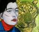 Leo und der Tiger - Peter Mach - Ãl-Kohle auf Leinwand - Portrait-Raubkatzen - Klassisch Leo und der Tiger - Peter Mach - Ãl-Kohle auf Leinwand - Portrait-Raubkatzen - Klassisch