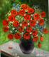 ---Red Poppy Bouquet - Gala Bogiel - Ãl auf Leinwand - Mohn - Gegenständlich-Realismus ---Red Poppy Bouquet - Gala Bogiel - Ãl auf Leinwand - Mohn - Gegenständlich-Realismus