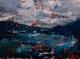 n.1 Norwegen - Andrej Bole - Ãl auf Pappe - Berge-Himmel-FluÃ-Meer-See - Expressionismus n.1 Norwegen - Andrej Bole - Ãl auf Pappe - Berge-Himmel-FluÃ-Meer-See - Expressionismus