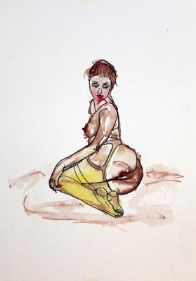 Zeichnung Nude 09 (Aquarellpapier, Tusche, 24x34) - Wolfgang Bretschneider - Array auf Array - Array - Array Zeichnung Nude 09 (Aquarellpapier, Tusche, 24x34) - Wolfgang Bretschneider - Array auf Array - Array - Array
