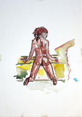 Zeichnung Nude 27 (Aquarellpapier, Tusche, 24x34) - Wolfgang Bretschneider - Array auf Array - Array - Array Zeichnung Nude 27 (Aquarellpapier, Tusche, 24x34) - Wolfgang Bretschneider - Array auf Array - Array - Array