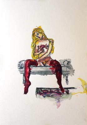 Zeichnung Nude 38 (Aquarellpapier, Tusche, 24x34) - Wolfgang Bretschneider - Array auf Array - Array - Array Zeichnung Nude 38 (Aquarellpapier, Tusche, 24x34) - Wolfgang Bretschneider - Array auf Array - Array - Array