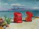 2 Strandkörbe am Strand von Schönhagen - Egon Rathke - Aquarell auf - Küste-Wasser-Wolken - 2 Strandkörbe am Strand von Schönhagen - Egon Rathke - Aquarell auf - Küste-Wasser-Wolken -