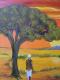 Afrika - Frau am See - Edith Merkelbach-Gilgen - auf Leinwand - Menschen-See - Realismus Afrika - Frau am See - Edith Merkelbach-Gilgen - auf Leinwand - Menschen-See - Realismus