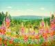 Schalkebergblumen - Fred Hahn - Ãl auf Leinwand - Berge-Himmel-Wald-Wiese-Wolken-Sommer - Gegenständlich Schalkebergblumen - Fred Hahn - Ãl auf Leinwand - Berge-Himmel-Wald-Wiese-Wolken-Sommer - Gegenständlich