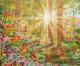 Achtermannurwaldsonne - Fred Hahn - Ãl auf Nessel - Berge-Himmel-Wald-Sommer - Gegenständlich Achtermannurwaldsonne - Fred Hahn - Ãl auf Nessel - Berge-Himmel-Wald-Sommer - Gegenständlich