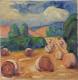 Getreideernte im Wutachtal - Josef Heinzler - Thomas Knab - Ãl auf Leinwand - ArbeitundBeruf-Landwirtschaft-Himmel-Wald-Wiese-Sommer - Impressionismus Getreideernte im Wutachtal - Josef Heinzler - Thomas Knab - Ãl auf Leinwand - ArbeitundBeruf-Landwirtschaft-Himmel-Wald-Wiese-Sommer - Impressionismus
