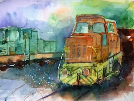 Rangierloks in der Hütte Hattingen - Evelyn Brosche - Array auf Array - - Rangierloks in der Hütte Hattingen - Evelyn Brosche - Array auf Array - -